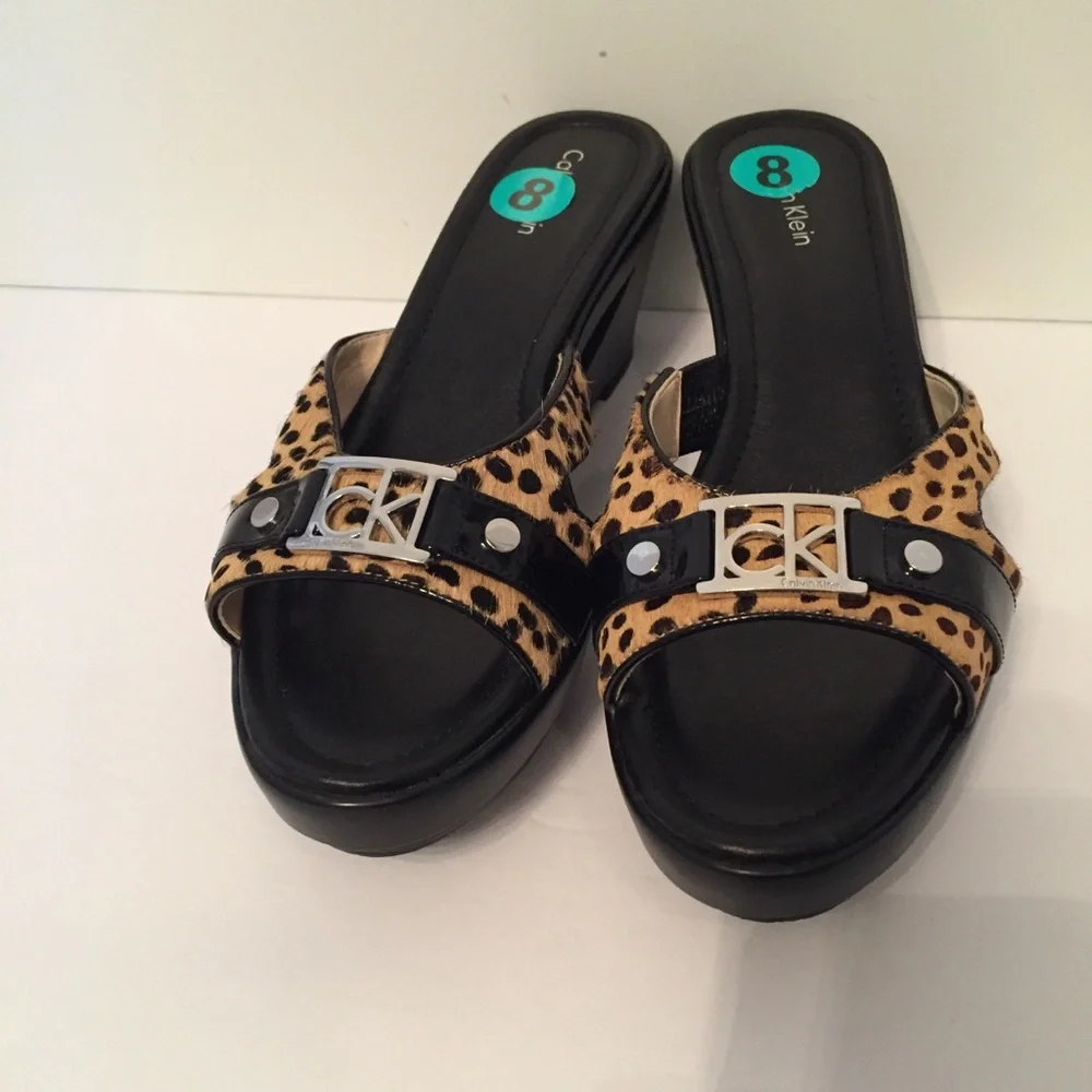 CALVIN KLEIN NEW SHOES PLATFORM BLACK TAN MISMATCH Size 7.5 & 8